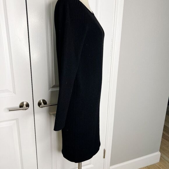 Vince Ribbed Merino Wool Scoop-neck Dress In Black Sz S - Picture 6 of 14